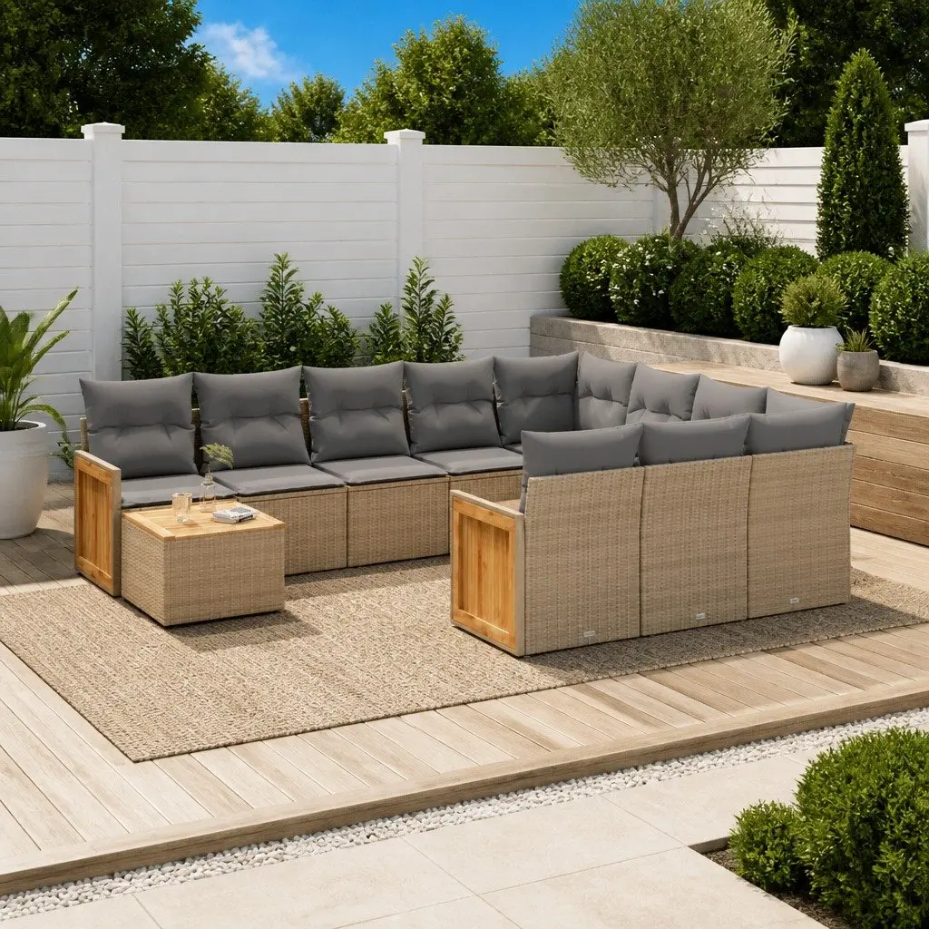 11-Piece Beige Garden Sofa Set