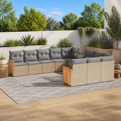 11-Piece Modular Garden Sofa Set in Beige