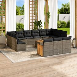 14 Piece Garden Sofa Set with PE Rattan and Acacia Wood