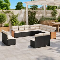 Furnished 12 Piece Outdoor Sofa Set – Black Poly Rattan