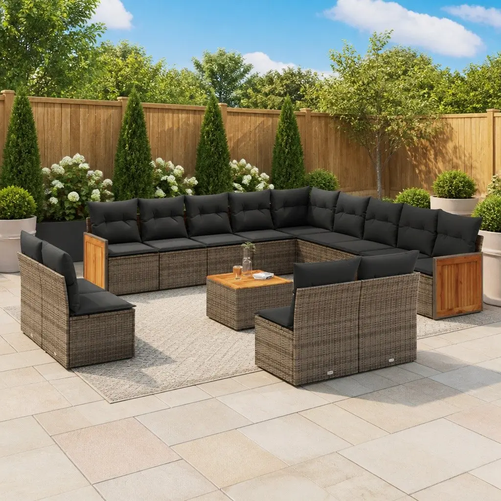 Garden Sofa Set Outdoor Furniture Modular Grey 14 Piece