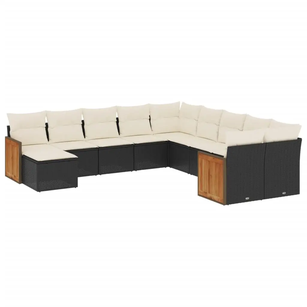 Garden Sofa Set 11 Piece Outdoor Furniture Patio Modular Black Poly Rattan