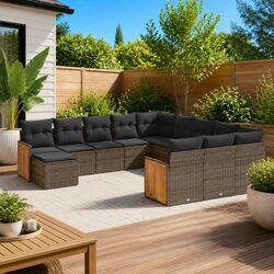 12-Piece Outdoor Furniture Set with Grey Modular Design