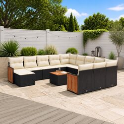 Garden Sofa Set 13 Piece Outdoor Furniture Black Poly Rattan Patio Lounge