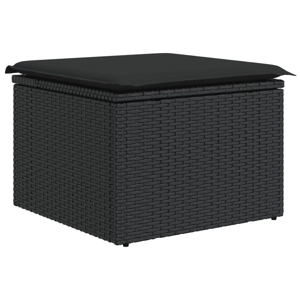 Outdoor Sectional Sofa Set Garden Use 10 Piece Black Poly Rattan Modular