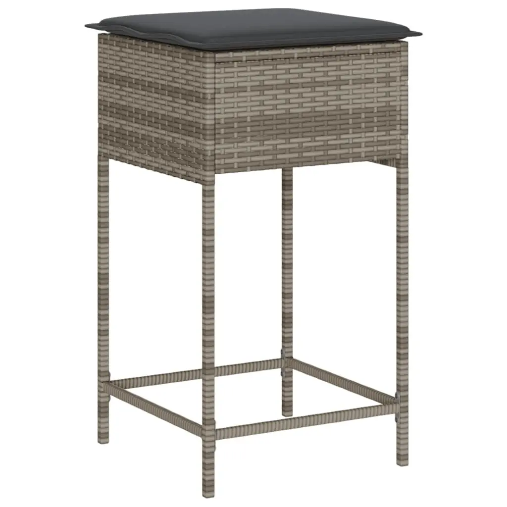 Garden Bar Set 3 Piece Outdoor Furniture with Cushions Grey Patio Seating