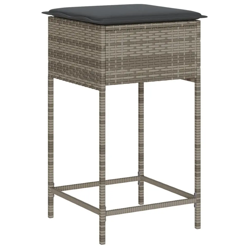 Garden Bar Set Outdoor Furniture 3 Piece Grey Poly Rattan