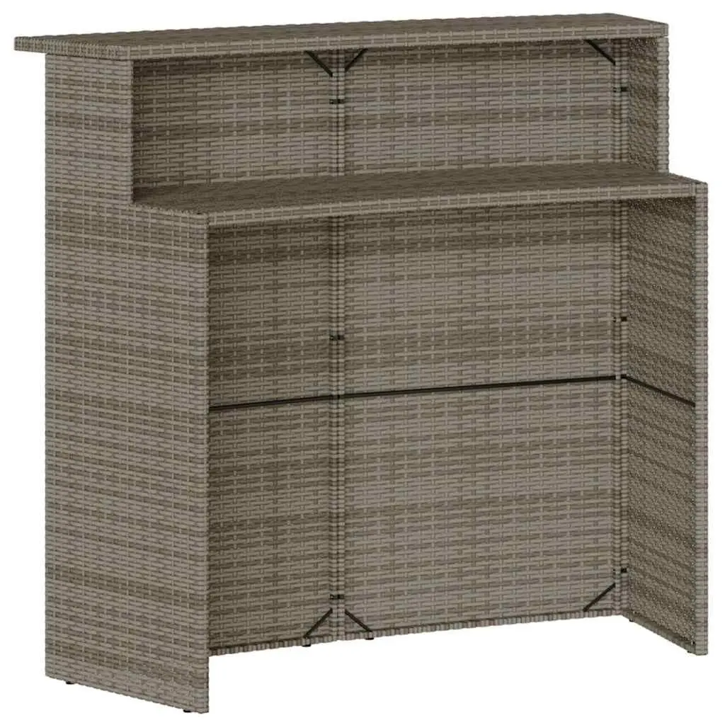 Garden Bar Set Outdoor Furniture 3 Piece Grey Poly Rattan