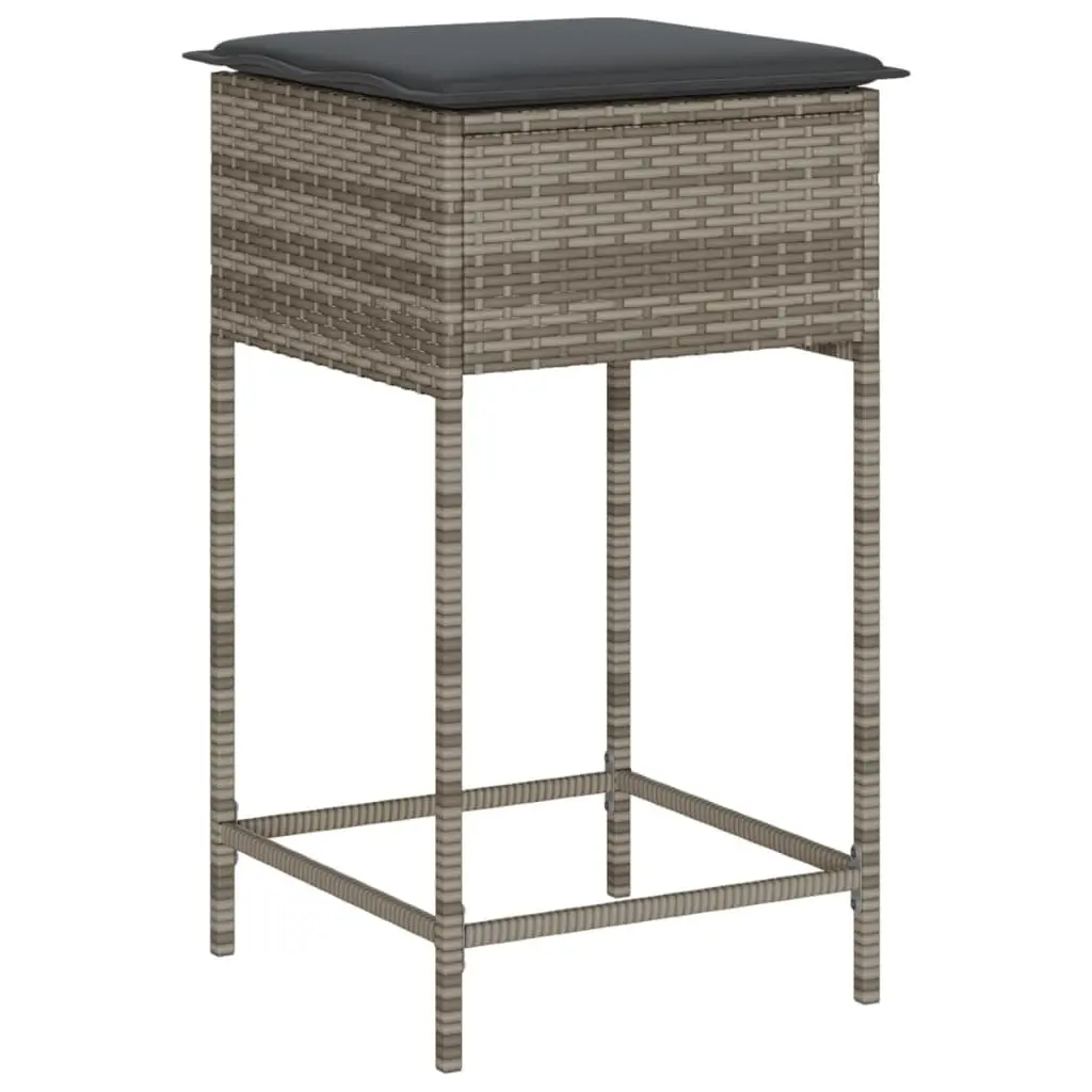5 Piece Garden Bar Set Outdoor Furniture Grey Cushioned Poly Rattan Patio