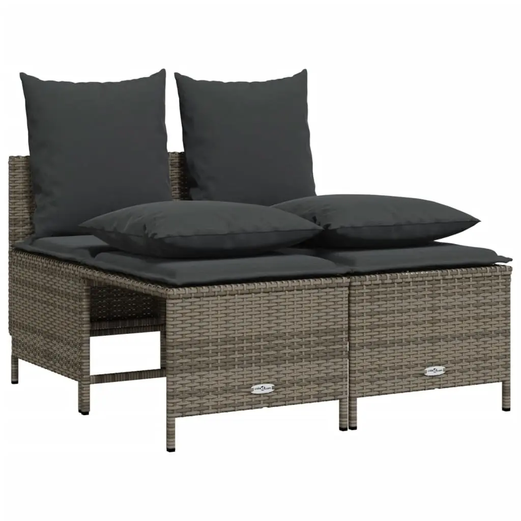 5 Piece Outdoor Garden Sofa Set Grey Poly Rattan Patio Furniture