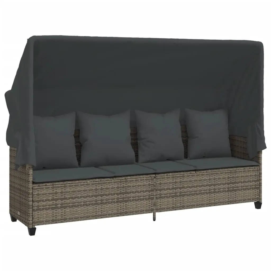 5 Piece Outdoor Sofa Set Garden Furniture Adjustable Backrest Grey PE Rattan