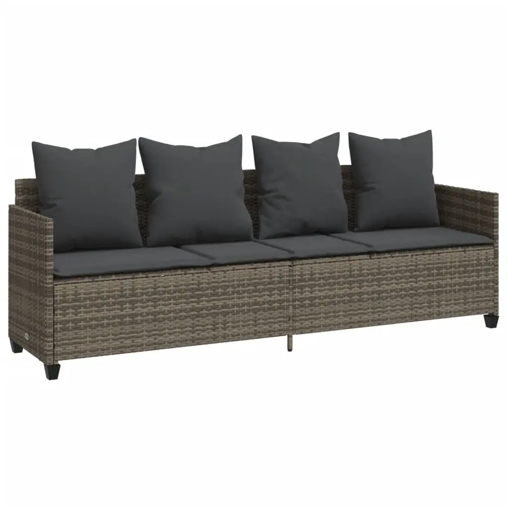 5 Piece Outdoor Garden Sofa Set Grey Poly Rattan Patio Furniture