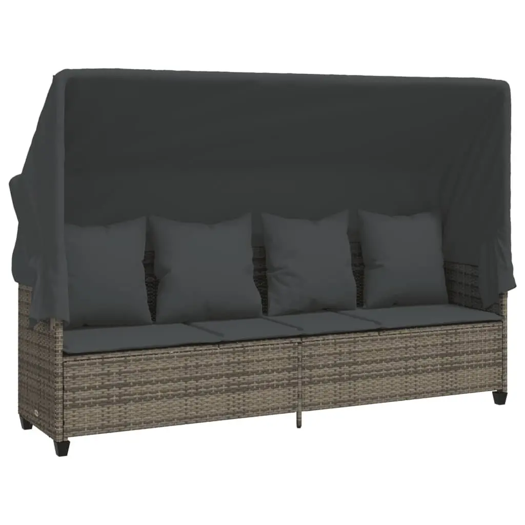 5 Piece Grey Rattan Garden Sofa Set
