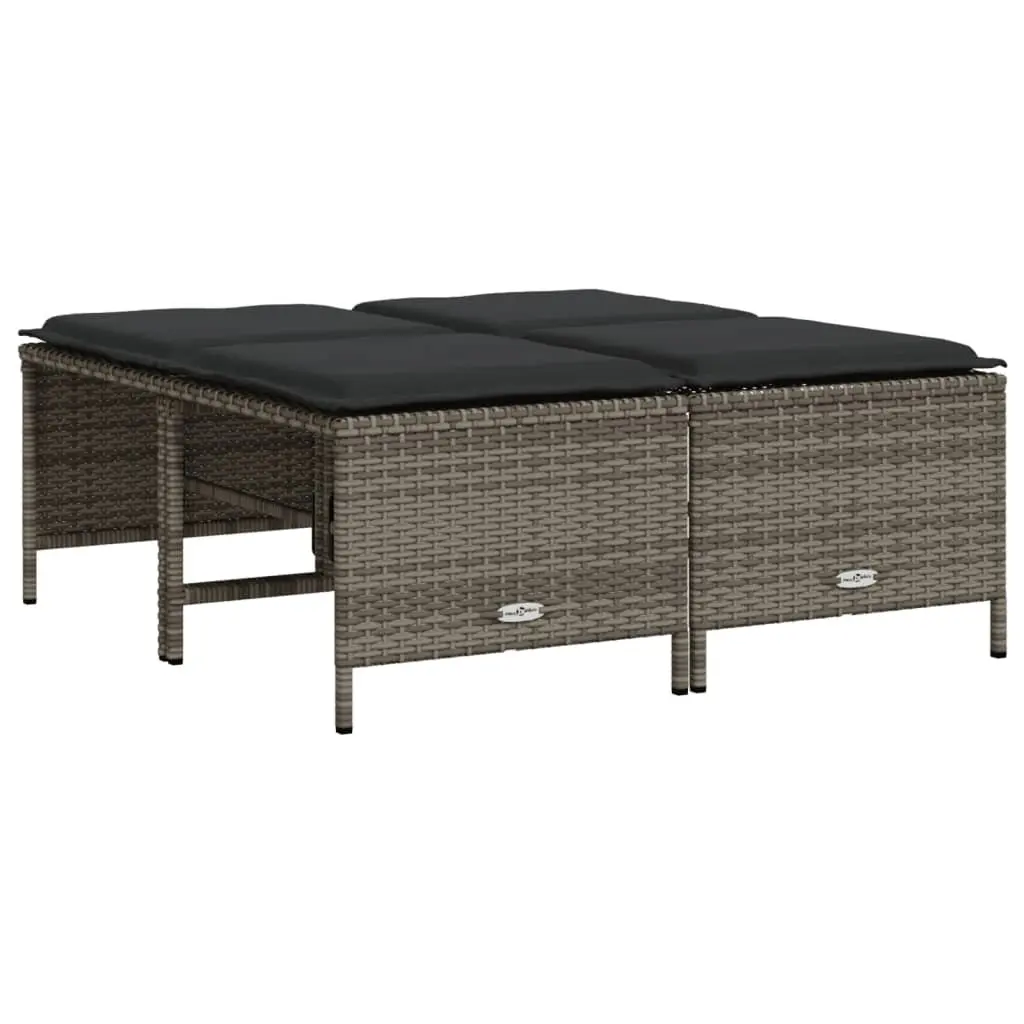 5 Piece Grey Rattan Garden Sofa Set