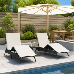 Sun Loungers with Cushions 2 pcs Black Outdoor Reclining Chair Garden Furniture