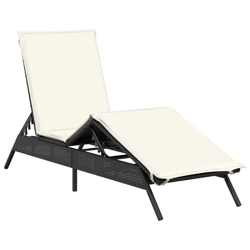 Sun Loungers Outdoor Garden Furniture 2 pcs Black with Cushions