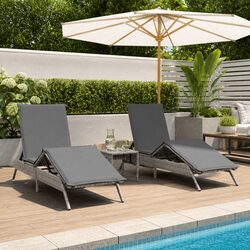 Grey Outdoor Loungers with Cushions - Specifications Included