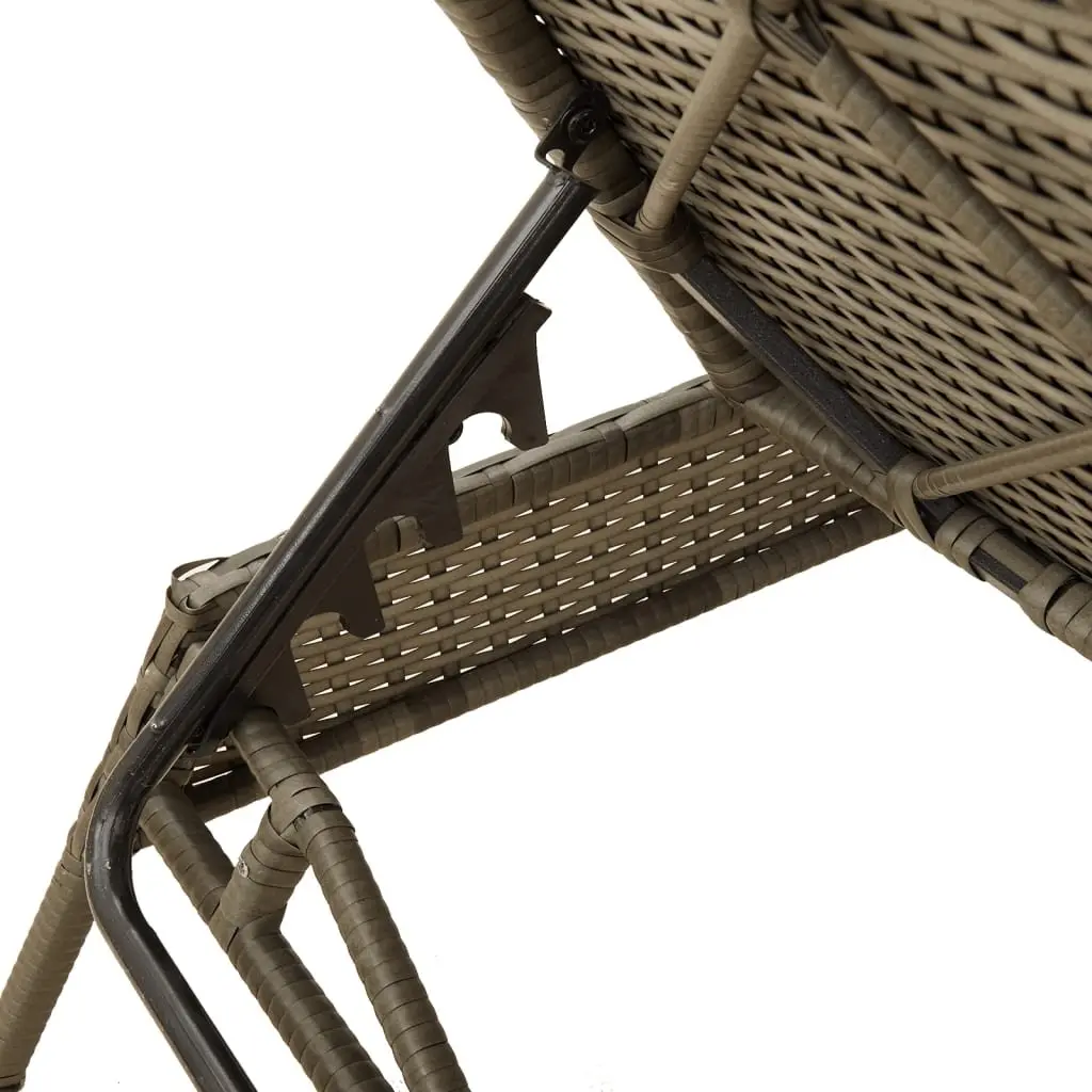 Sun Loungers with Cushions 2 pcs Grey Outdoor Garden Lounger Recliner Chair