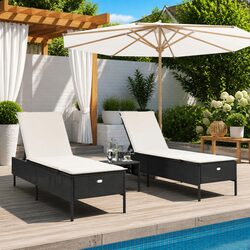 Specifications of 2 pcs Black Sun Loungers with Cushions