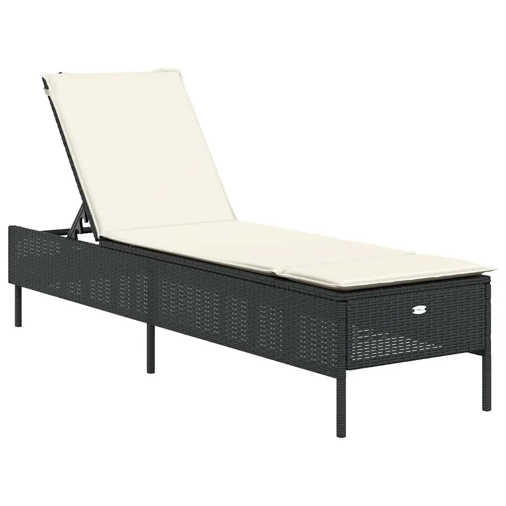 2 pcs Black Sun Loungers with Cushions
