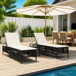 Specifications for Black Sun Loungers with Cushions Set