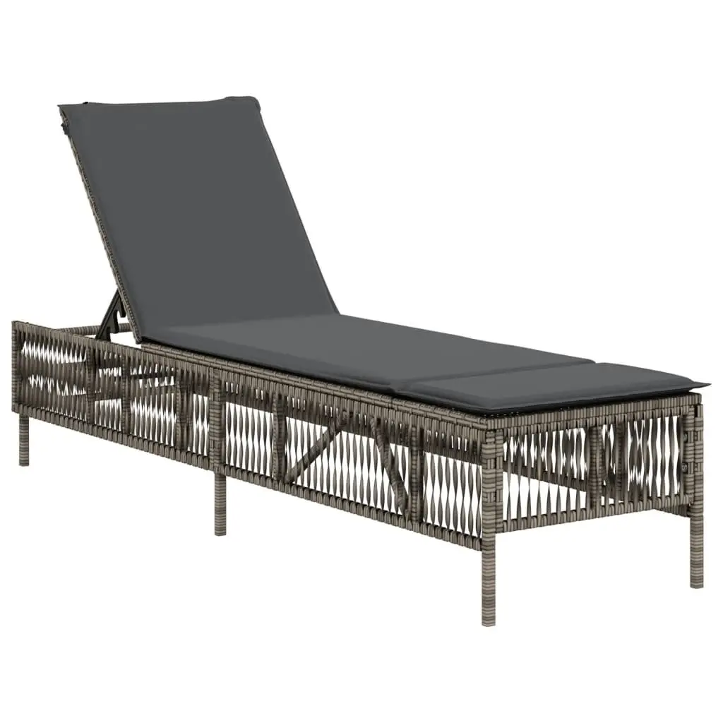 Sun Loungers with Cushions 2 pcs Grey Outdoor Garden Reclining Chairs