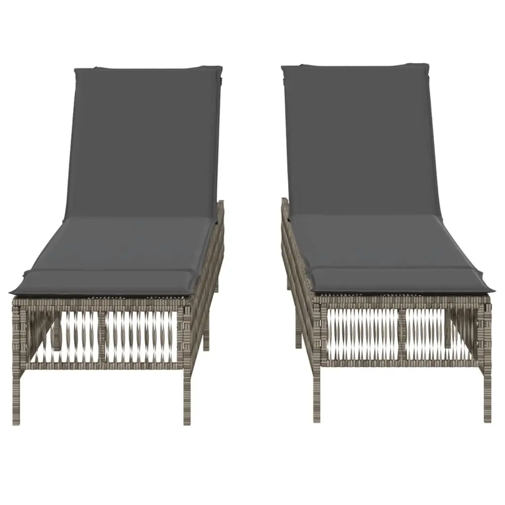 Sun Loungers with Cushions 2 pcs Grey Outdoor Garden Reclining Chairs