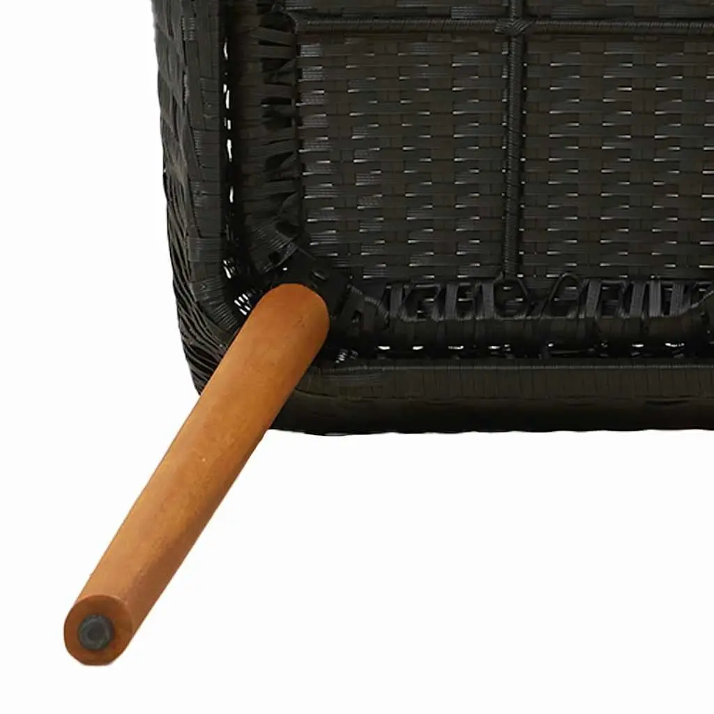 Garden Dining Set Outdoor Use 3 Pieces Black Poly Rattan Chairs Table