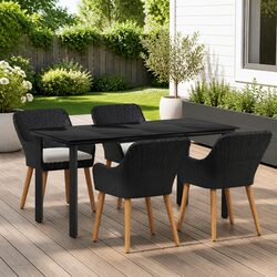 5-Piece Black Garden Dining Set with Modern Features