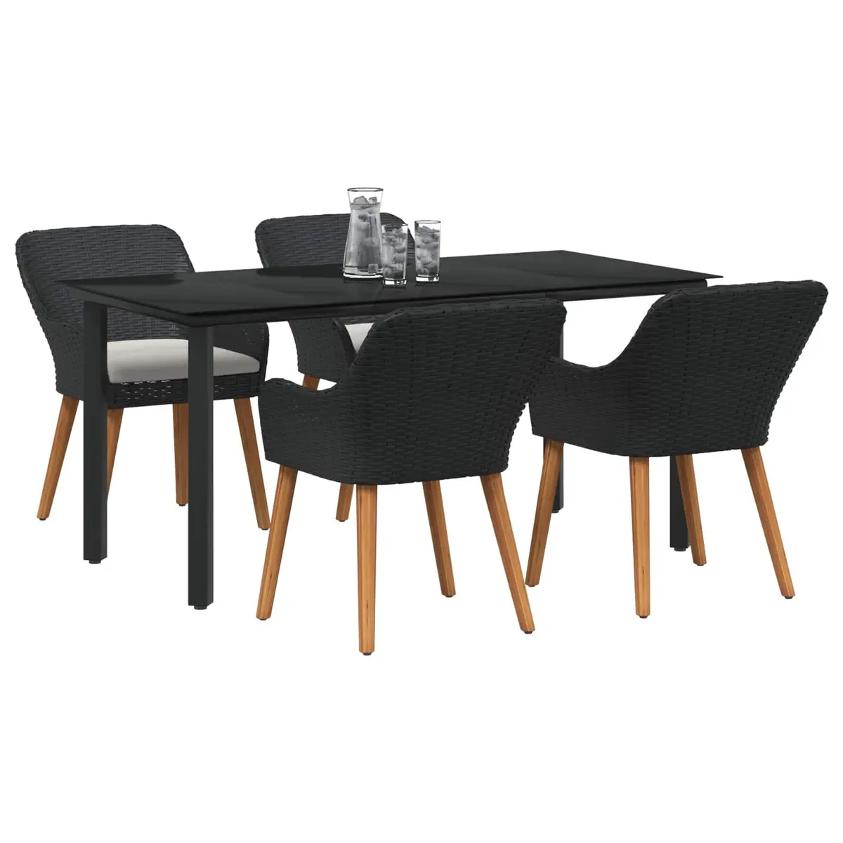Garden Dining Set Outdoor Patio Table Chairs 5 Pieces Black