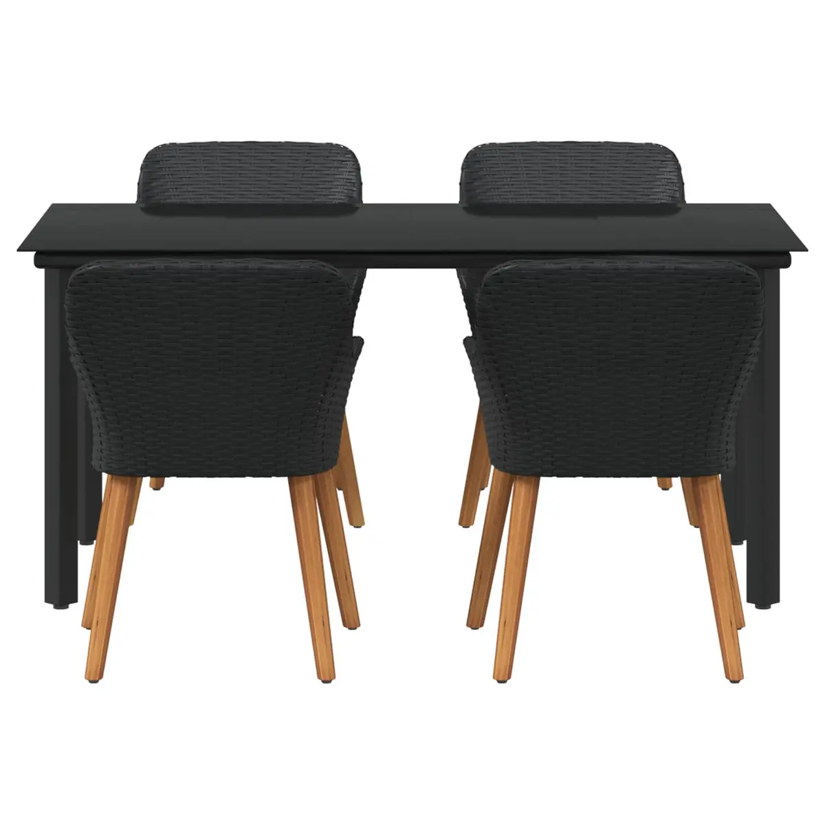 Garden Dining Set Outdoor Patio Table Chairs 5 Pieces Black