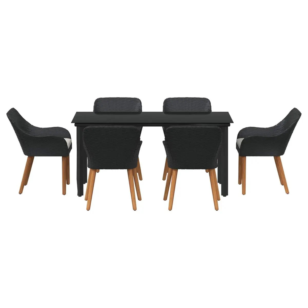 Garden Dining Set Outdoor Use 7 Piece Black