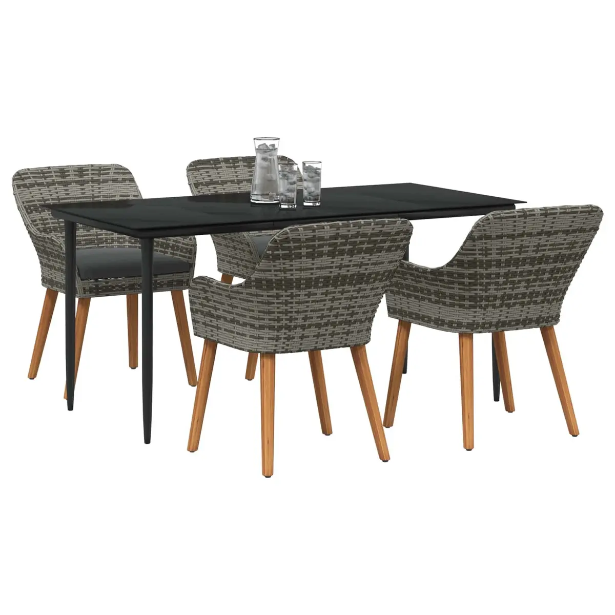 Garden Dining Set 5 Piece Outdoor Furniture Patio Rattan Chairs Table Cushion