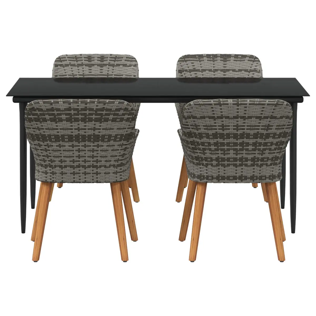 Garden Dining Set 5 Piece Outdoor Furniture Patio Rattan Chairs Table Cushion