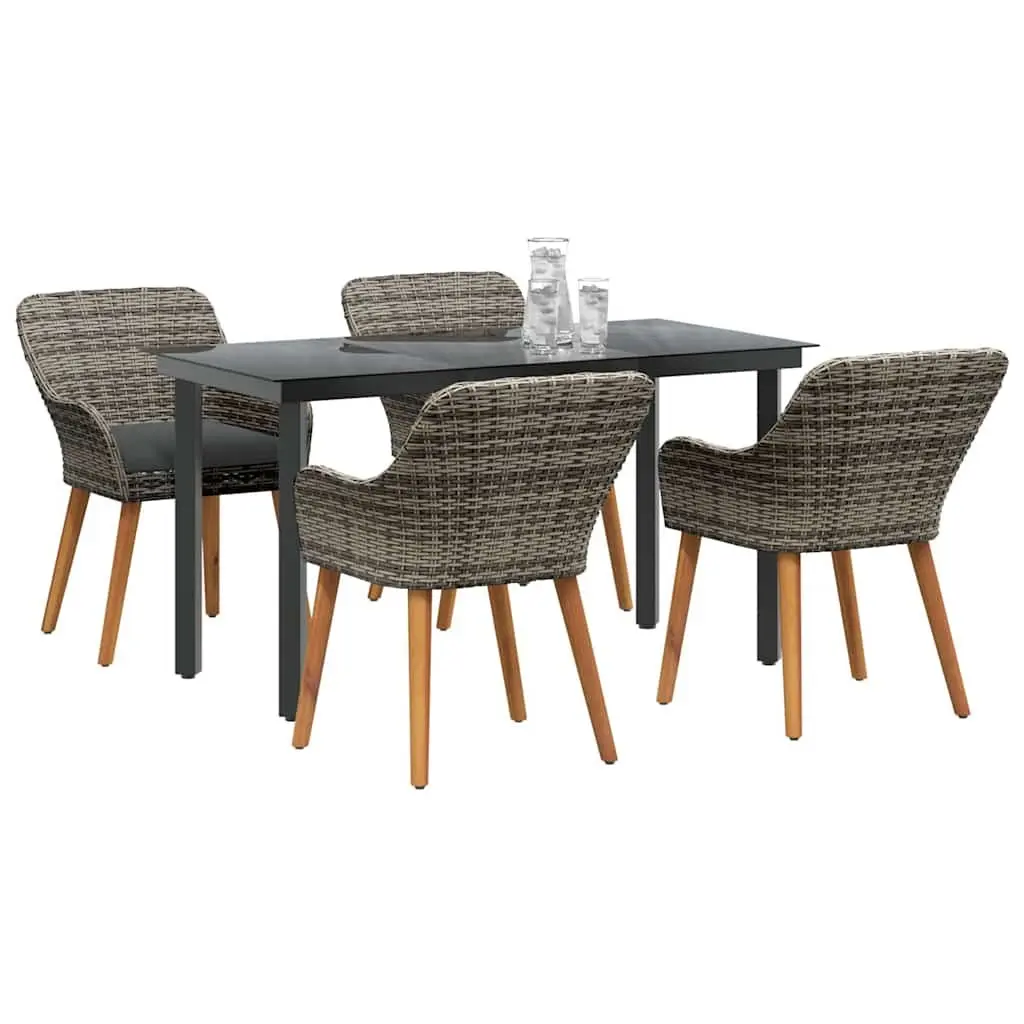 Garden Dining Set Outdoor Use 5 Piece Grey Rattan