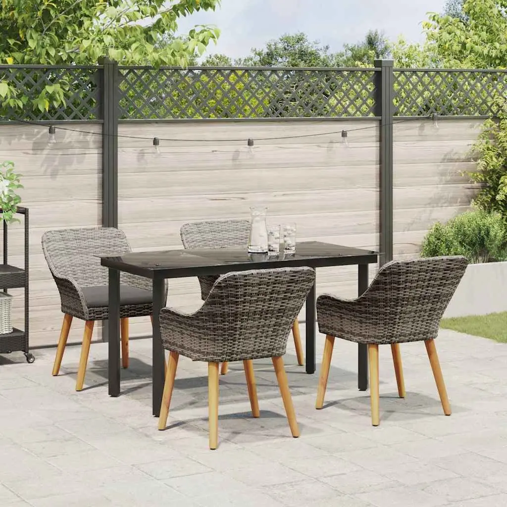 Garden Dining Set Outdoor Use 5 Piece Grey Rattan