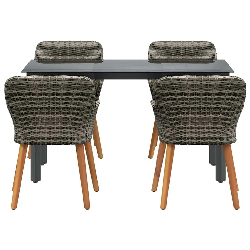 Garden Dining Set Outdoor Use 5 Piece Grey Rattan