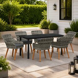 7-Piece Grey Garden Dining Set: Specs and Features
