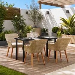 Specifications for 5-Piece Outdoor Dining Set in Beige Rattan