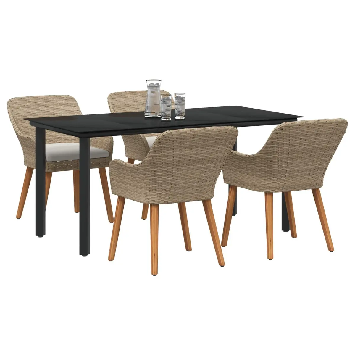 Outdoor Dining Set 5 Piece Garden Furniture Patio Table Chairs with Cushions