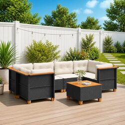 Specifications of 7 Piece Black Garden Sofa Set with Cushions