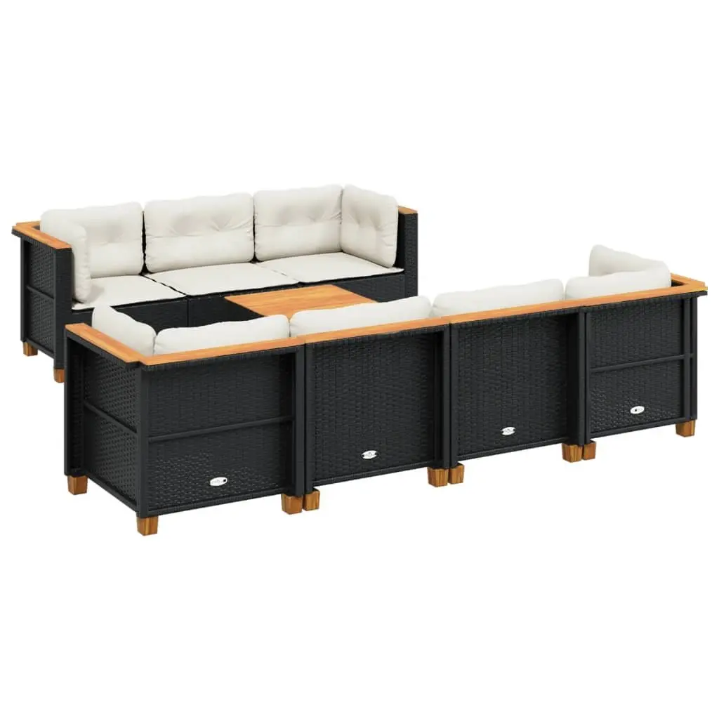 Garden Sofa Set 8 Piece Outdoor Furniture Patio Seating Black with Cushions