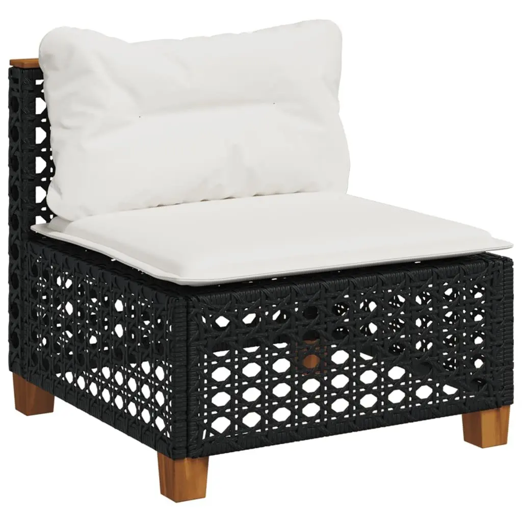Garden Sofa Set 8 Piece Outdoor Furniture with Cushions Black Rattan Patio