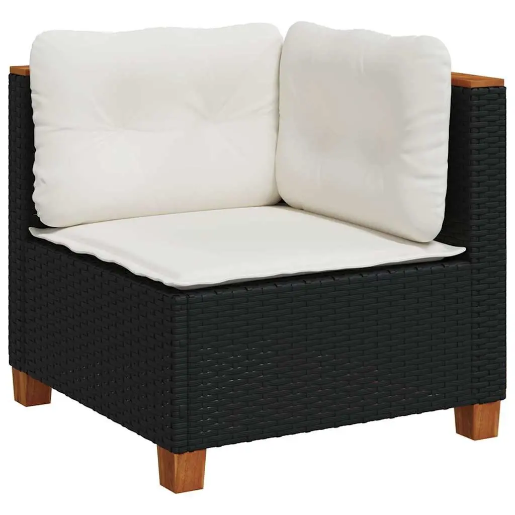9-Piece Black Garden Sofa Set with Cushions