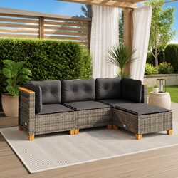 4-Piece Outdoor Sofa Set – Grey Cushions and Durable Design