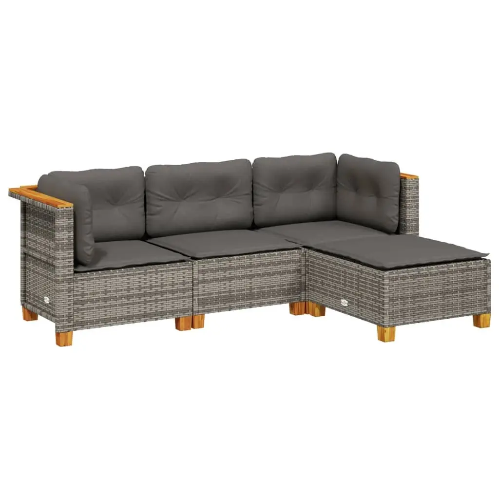 Garden Sofa Set 4 Piece Outdoor Furniture Patio Modular Grey Cushions