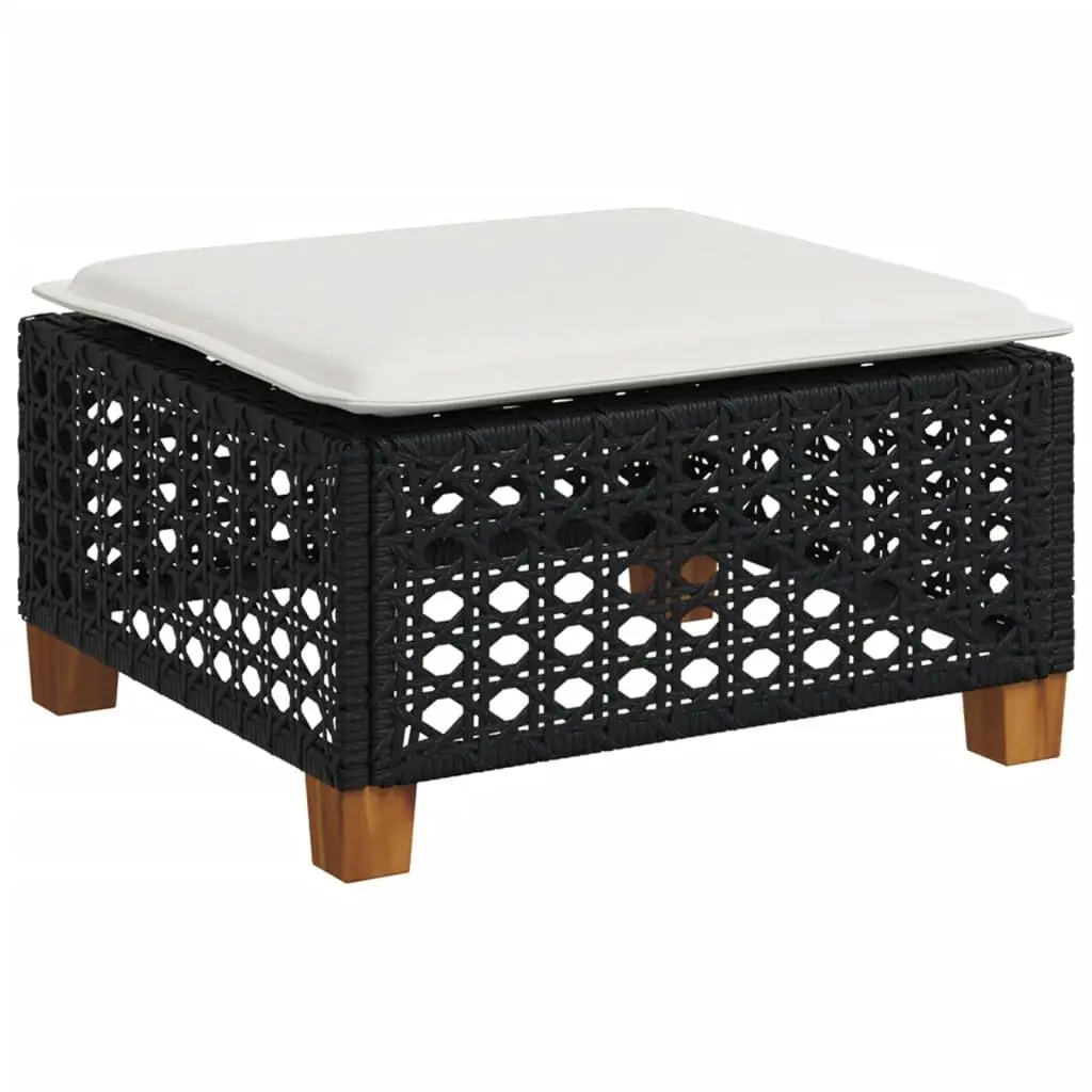 Garden Sofa Set Outdoor Furniture 4 Piece Modular Black Poly Rattan with Cushions