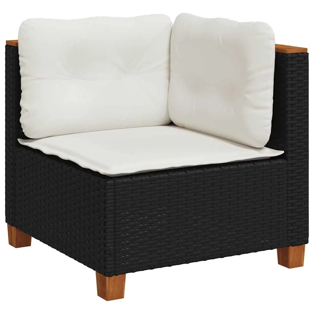 5 Piece Outdoor Garden Sofa Set Black Poly Rattan with Cushions Patio Furniture
