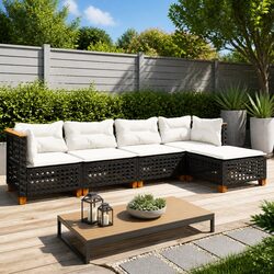 Garden Sofa Set: 5 Pieces of Modular Black Outdoor Furniture
