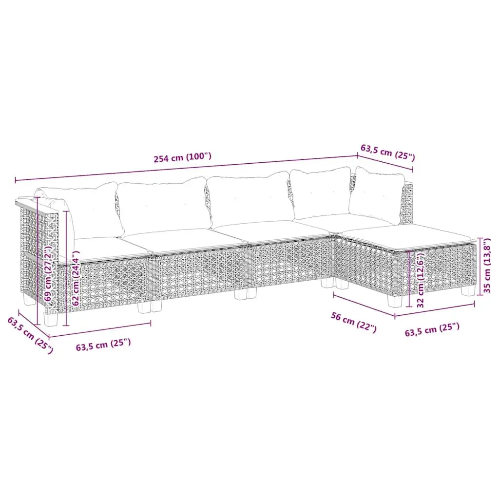 5-Piece Outdoor Sofa Set in Beige